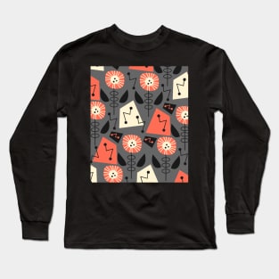 Mid-century modern flowers Long Sleeve T-Shirt